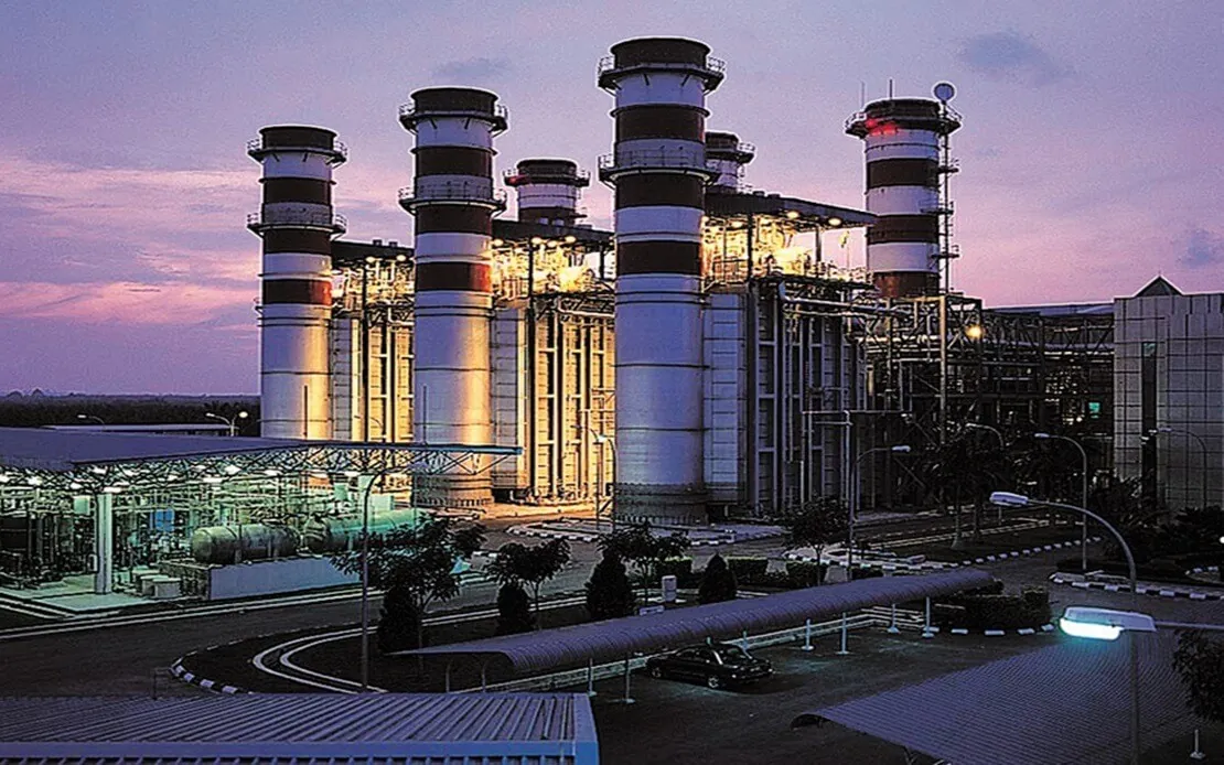 Power generation station at dusk