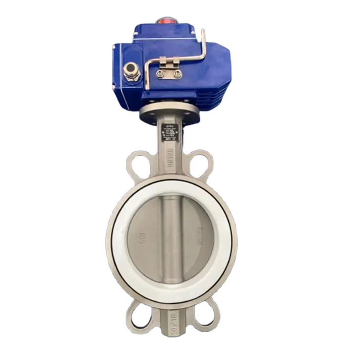 Wafer butterfly valve with electric actuator