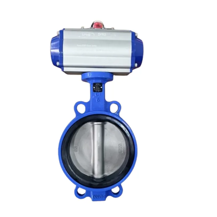 Wafer butterfly valve with single acting actuator