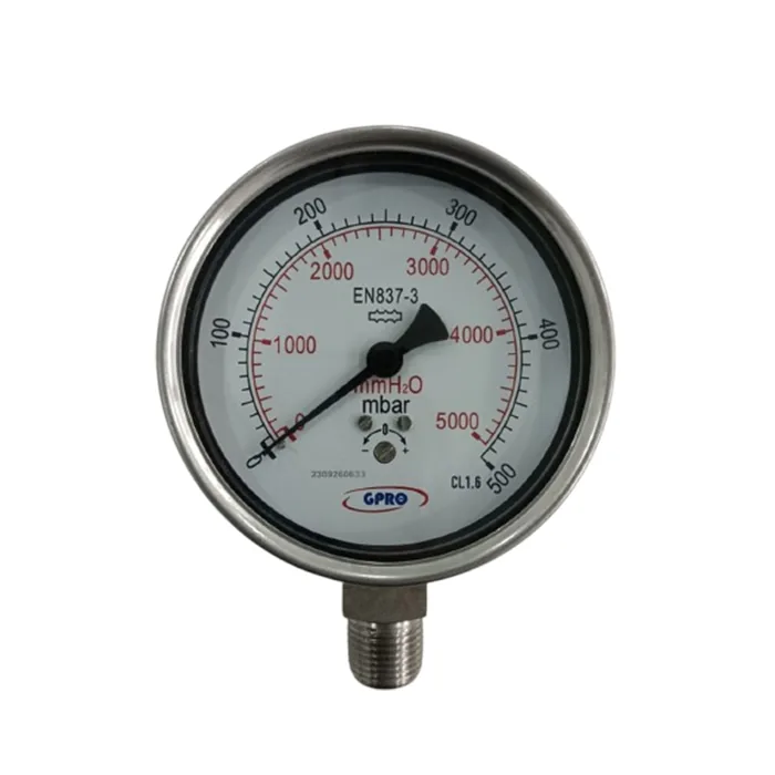 Stainless steel low pressure gauge